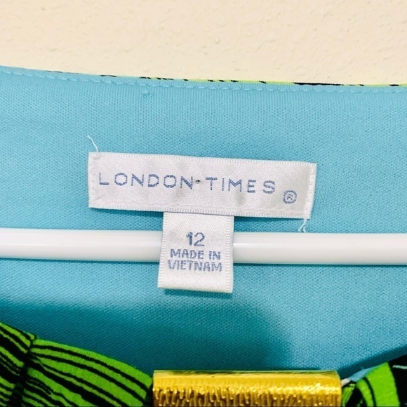 LONDON TIMES Tropical Palm prints maxi dress sz 12 - Picture 7 of 8